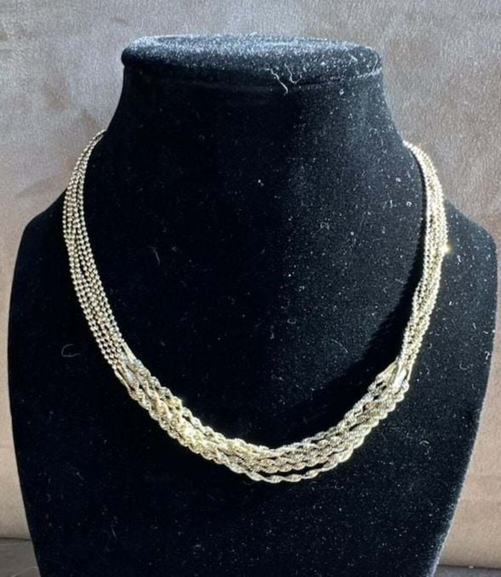 2028 Gold Tone Multi-Strand Chain Necklace